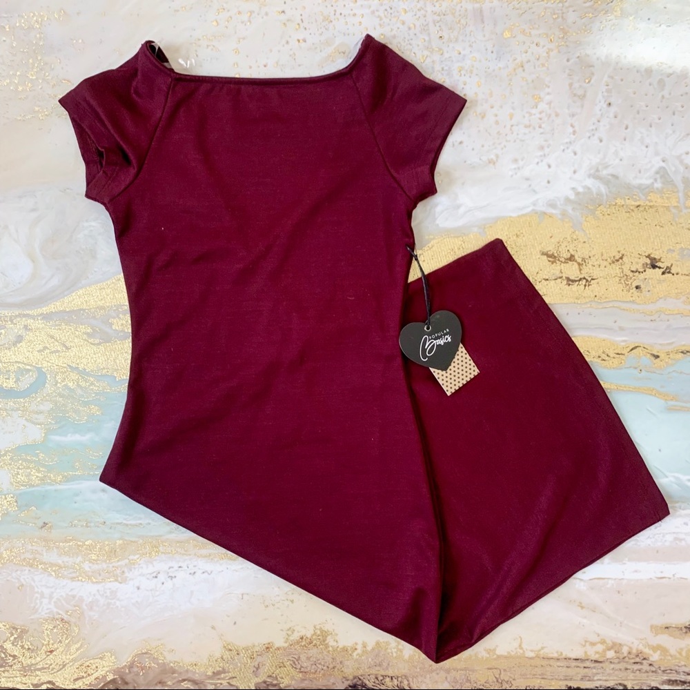 SOLD - Maroon Fitted Mini Dress